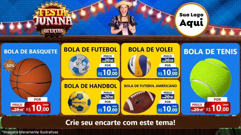 Modelo de TV para TV Horizontal com o tema Festa Junina Ofertas para Artigos Esportivos