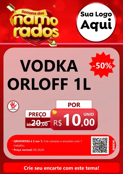 Modelo de Cartaz para Cartaz A4 Vertical com o tema Semana dos namorados para Distribuidora de bebidas