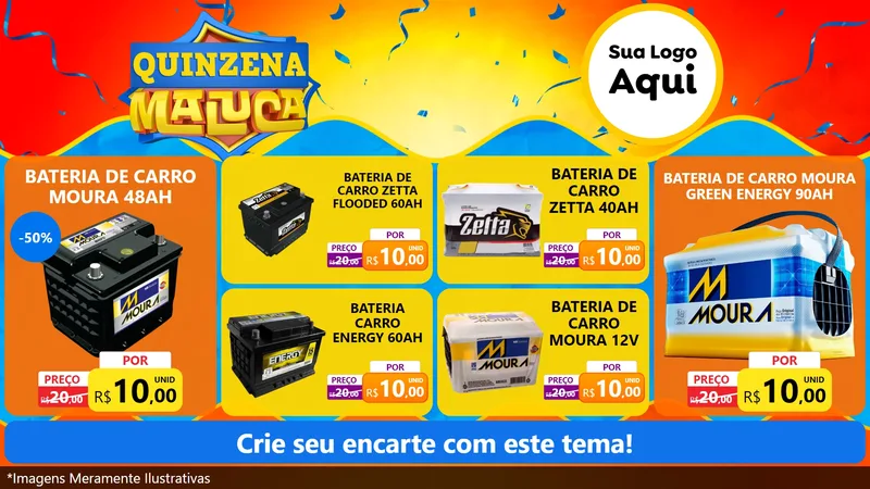 Modelo de TV para TV Horizontal com o tema Quinzena Maluca para Baterias Elétricas