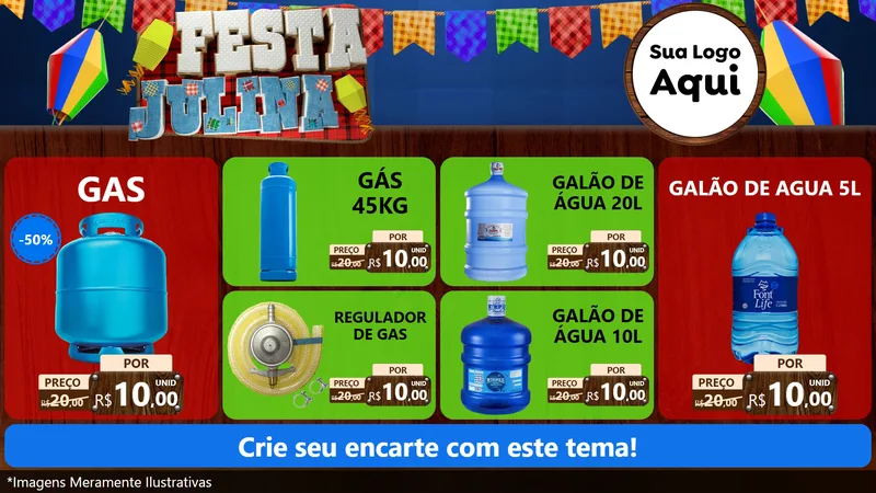 Modelo de TV para TV Horizontal com o tema Festa Julina para Água e gás