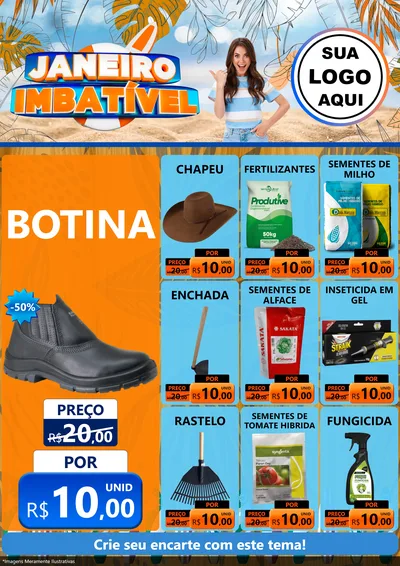 Modelo de Encarte para Encarte A4 Vertical com o tema Janeiro Imbatível para Agropecuária