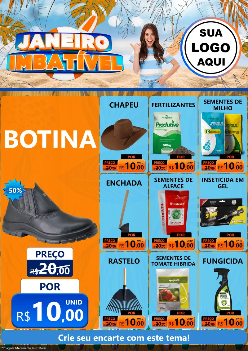 Modelo de Encarte para Encarte A4 Vertical com o tema Janeiro Imbatível para Agropecuária