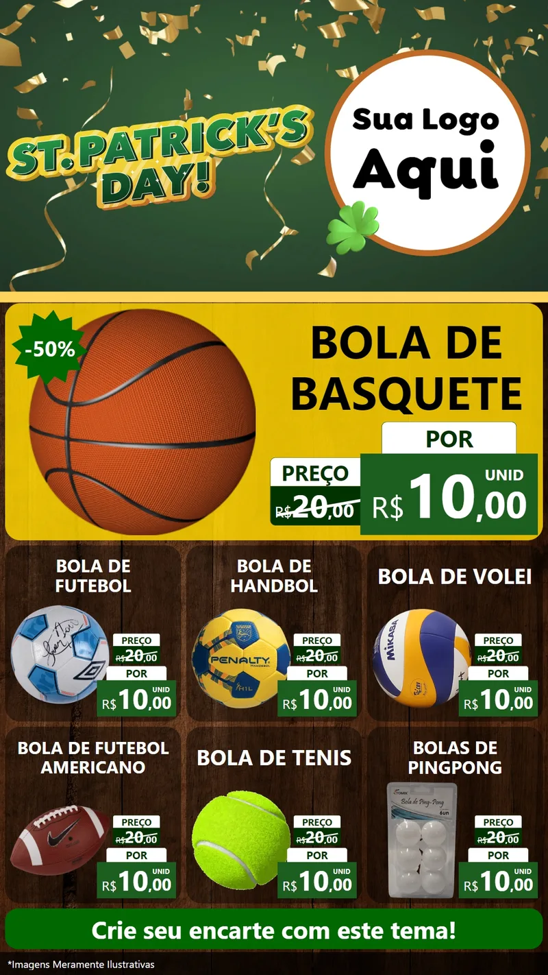 Modelo de Rede Social para Stories com o tema St Patriks Day para Artigos Esportivos
