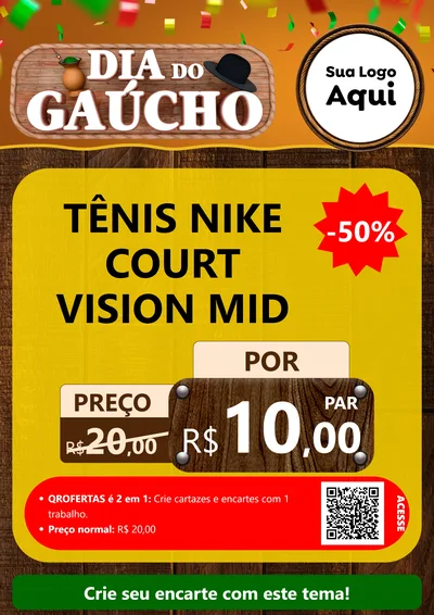 Modelo de Cartaz para Cartaz A4 Vertical com o tema Dia do Gaúcho para Calçados