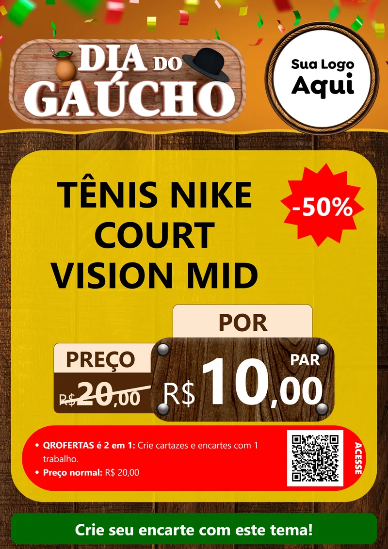 Modelo de Cartaz para Cartaz A4 Vertical com o tema Dia do Gaúcho para Calçados