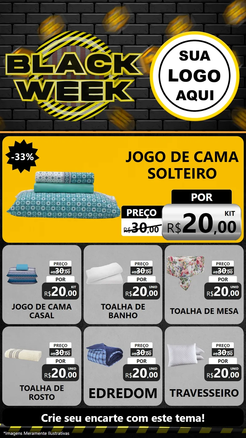 Modelo de Rede Social para Stories com o tema Black Week para Cama, Mesa e Banho