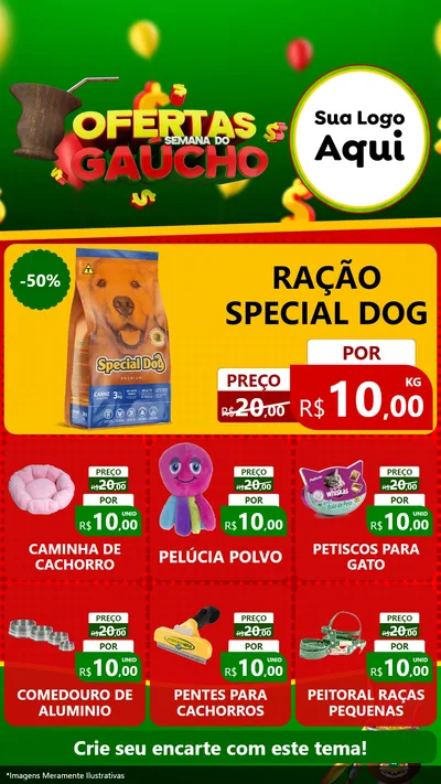 Modelo de Rede Social para Stories com o tema Ofertas Semana Do Gaúcho para Pet Shop
