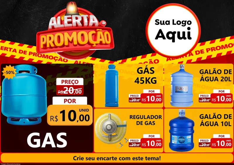 Modelo de Encarte para Encarte A4 Horizontal com o tema Alerta de Promoção para Água e gás