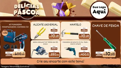 Modelo de TV para TV Horizontal com o tema Delícias de Páscoa para Maquinas e Ferramentas