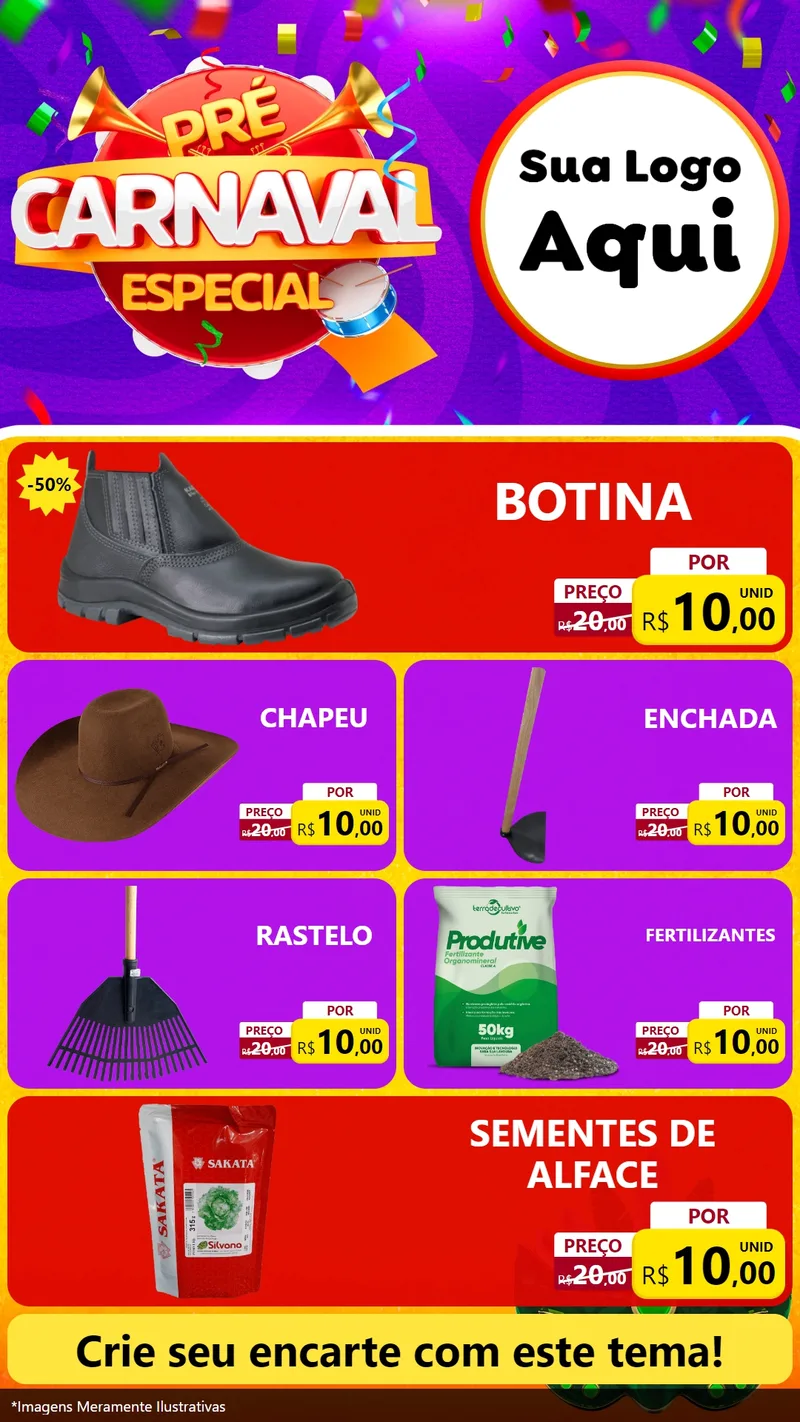 Modelo de TV para TV Vertical com o tema Pré-Carnaval Especial para Agropecuária