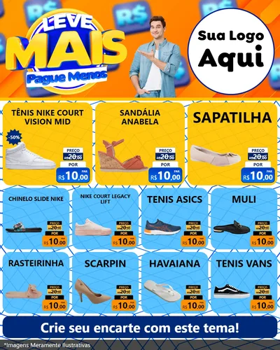 Modelo de Rede Social para Feed Instagram com o tema Leve Mais, Pague Menos para Calçados