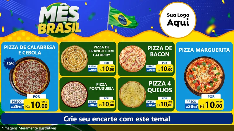 Modelo de TV para TV Horizontal com o tema Mês do Brasil para Pizzaria