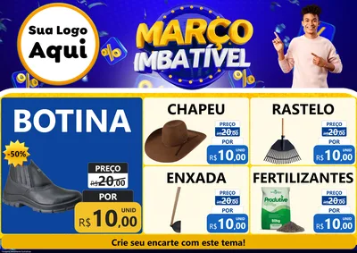 Modelo de Encarte para Encarte A4 Horizontal com o tema Março Imbatível para Agropecuária