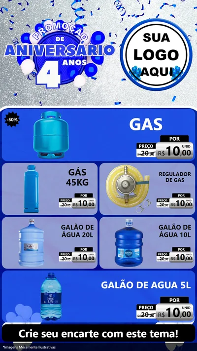 Modelo de TV para TV Vertical com o tema Promoção de Aniversário - 4 Anos para Água e gás