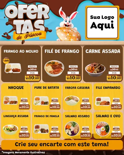 Modelo de Rede Social para Feed Instagram com o tema Ofertas de Páscoa para Restaurante