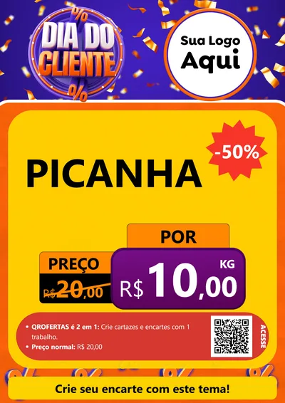 Modelo de Cartaz para Cartaz A4 Vertical com o tema Dia do Cliente para Açougue