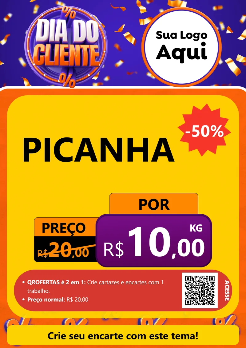 Modelo de Cartaz para Cartaz A4 Vertical com o tema Dia do Cliente para Açougue