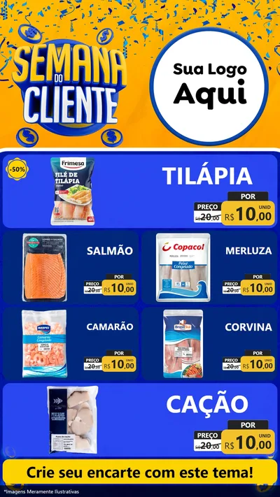 Modelo de TV para TV Vertical com o tema Semana do Cliente para Peixaria