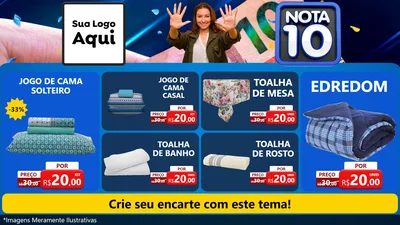 Modelo de TV para TV Horizontal com o tema Nota 10 para Cama, Mesa e Banho