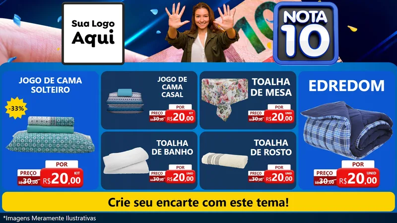 Modelo de TV para TV Horizontal com o tema Nota 10 para Cama, Mesa e Banho