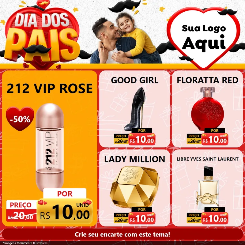 Modelo de Rede Social para Feed Facebook com o tema Dia dos Pais para Perfumes
