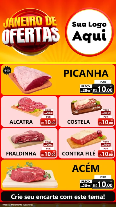Modelo de TV para TV Vertical com o tema Janeiro de Ofertas para Açougue