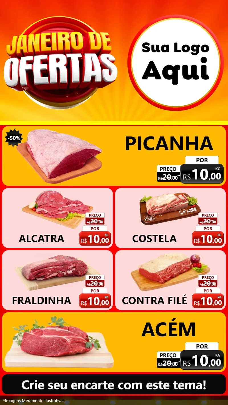 Modelo de TV para TV Vertical com o tema Janeiro de Ofertas para Açougue