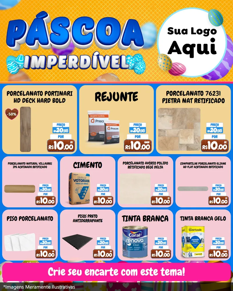 Modelo de Rede Social para Feed Instagram com o tema Páscoa Imperdível para Pisos e revestimentos