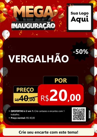 Modelo de Cartaz para Cartaz A4 Vertical com o tema Mega Inauguração para Ferragens