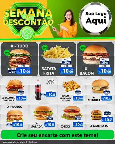 Modelo de Rede Social para Feed Instagram com o tema Semana de Descontão - Copa para Hamburgueria