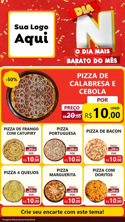 Modelo de Rede Social para Stories com o tema Dia N o Dia Mais Barato do Mês para Pizzaria