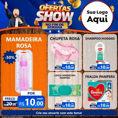 Modelo de Rede Social para Feed Facebook com o tema Ofertas Show No Fim De Semana para Bebês