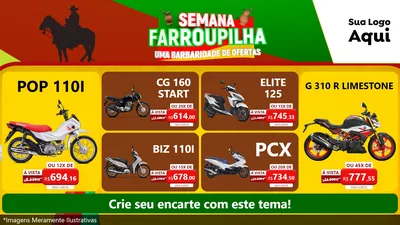Modelo de TV para TV Horizontal com o tema Semana Farroupilha - Uma Barbaridade de Ofertas para Concessionaria de Motos