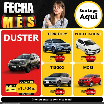 Modelo de Rede Social para Feed Facebook com o tema Fecha Mês para Concessionaria de Carros