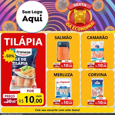 Modelo de Rede Social para Feed Facebook com o tema Sexta da Economia para Peixaria