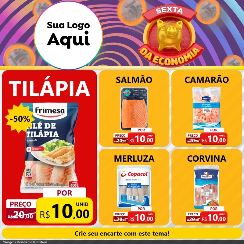 Modelo de Rede Social para Feed Facebook com o tema Sexta da Economia para Peixaria