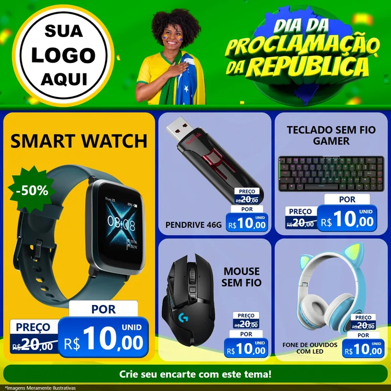 Modelo de Rede Social para Feed Facebook com o tema Dia Da Proclamação Da República para Informática