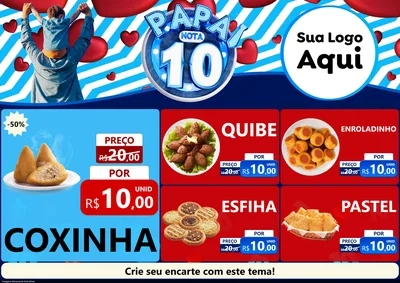 Modelo de Encarte para Encarte A4 Horizontal com o tema Papai Nota 10 para Salgadaria