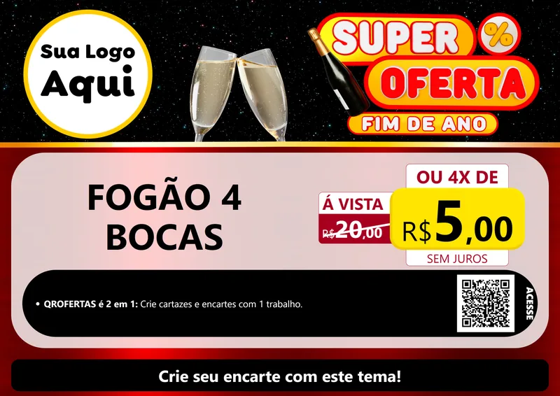 Modelo de Cartaz para Cartaz A4 Horizontal com o tema Super Oferta Fim de Ano para Móveis e Eletro