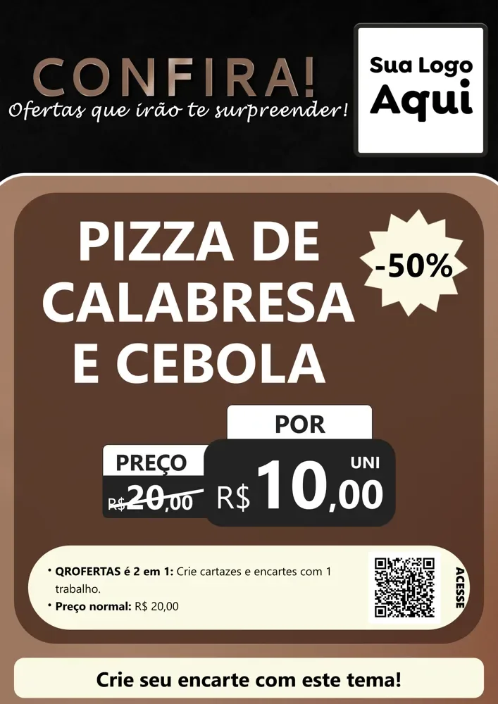 Modelo de Cartaz para Cartaz A4 Vertical com o tema Confira! Ofertas que irão te surpreender! para Pizzaria