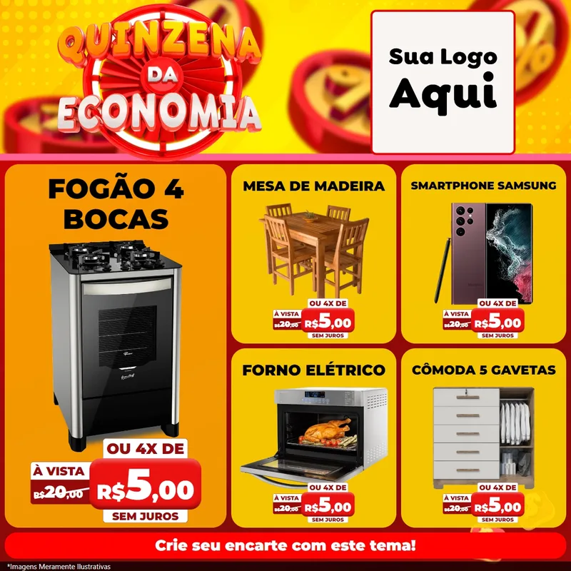 Modelo de Rede Social para Feed Facebook com o tema Quinzena Da Economia para Móveis e Eletro