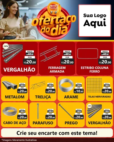 Modelo de Rede Social para Feed Instagram com o tema Ofertaço Do Dia para Ferragens