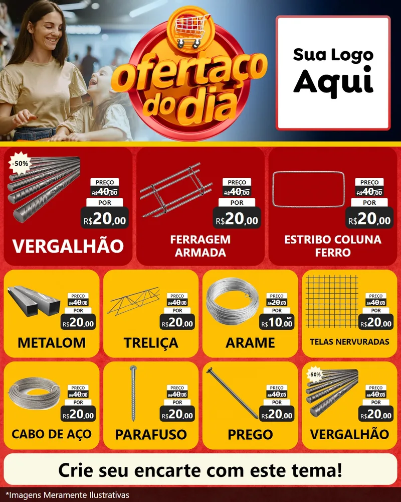 Modelo de Rede Social para Feed Instagram com o tema Ofertaço Do Dia para Ferragens