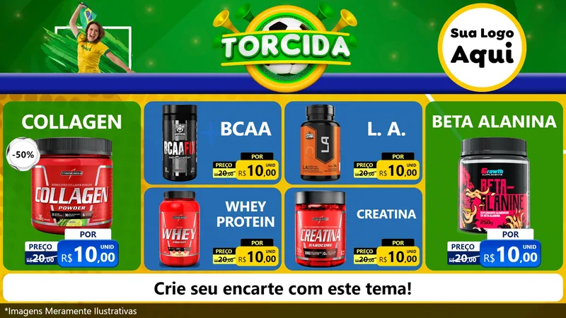 Modelo de TV para TV Horizontal com o tema Torcida para Suplementos alimentares