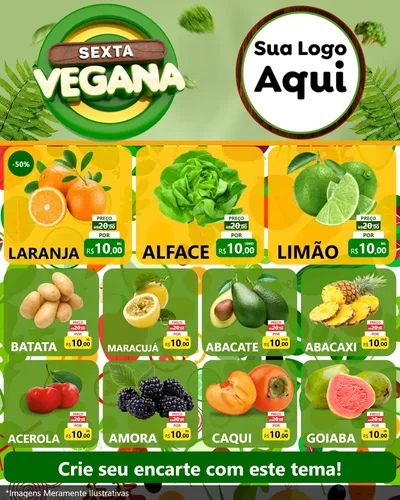 Modelo de Rede Social para Feed Instagram com o tema Sexta Vegana para Hortifrúti