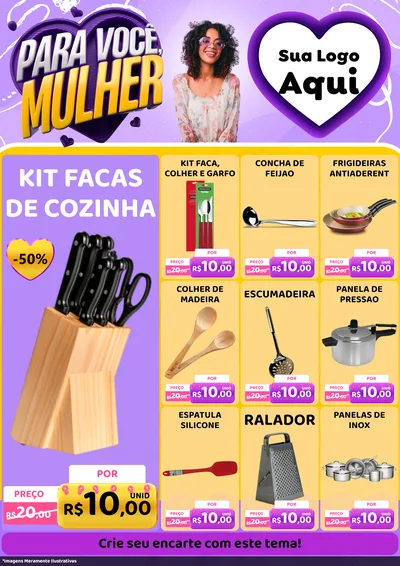 Modelo de Encarte para Encarte A4 Vertical com o tema Para Você, Mulher para Utilidades Domésticas