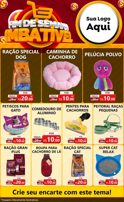 Modelo de Encarte para Encarte Grande com o tema Fim de Semana Imbatível para Pet Shop