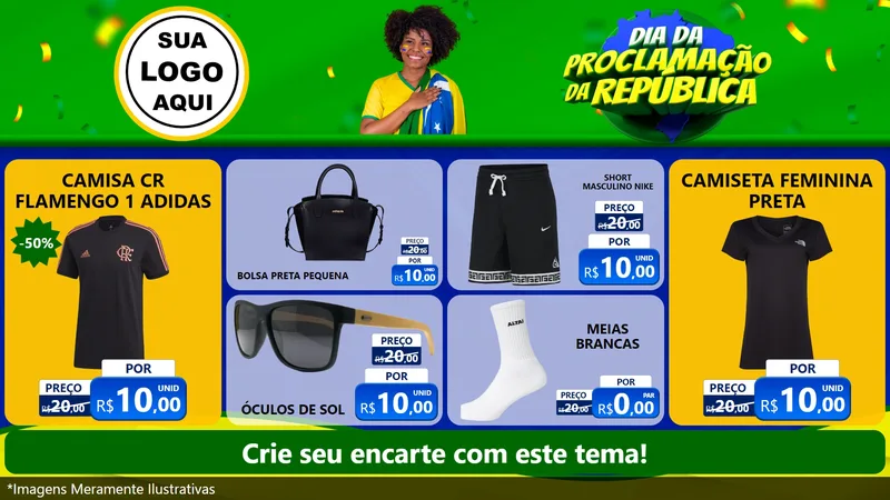 Modelo de TV para TV Horizontal com o tema Dia Da Proclamação Da República para Roupas e acessórios