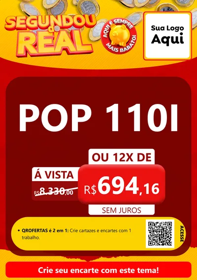 Modelo de Cartaz para Cartaz A4 Vertical com o tema Segundou do Real para Concessionaria de Motos