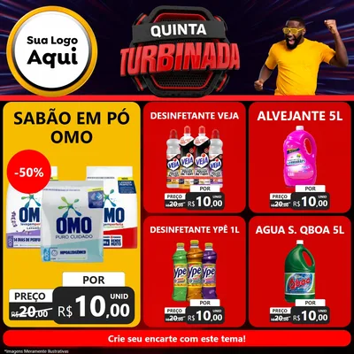 Modelo de Rede Social para Feed Facebook com o tema Quinta Turbinada para Produtos de Limpeza